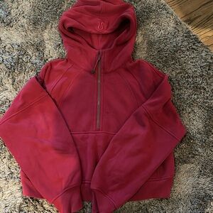 maroon red xs/s lulu lemon scuba cropped quarter zip